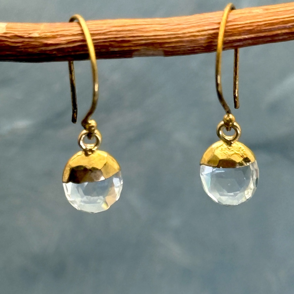Handcrafted Gold Vermeil Rock Crystal Quartz Earrings Matana Jewelery